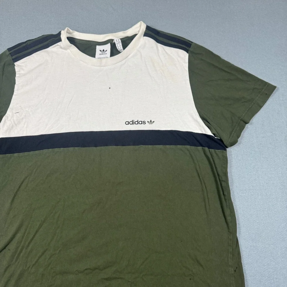 Adidas Originals ZX‎ Colorblock T-Shirt Mens XL Olive Green Cream Trefoil Logo